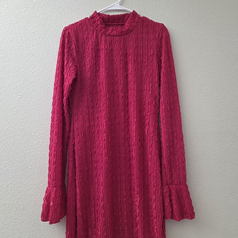 Elegant Red Long Sleeve Dress